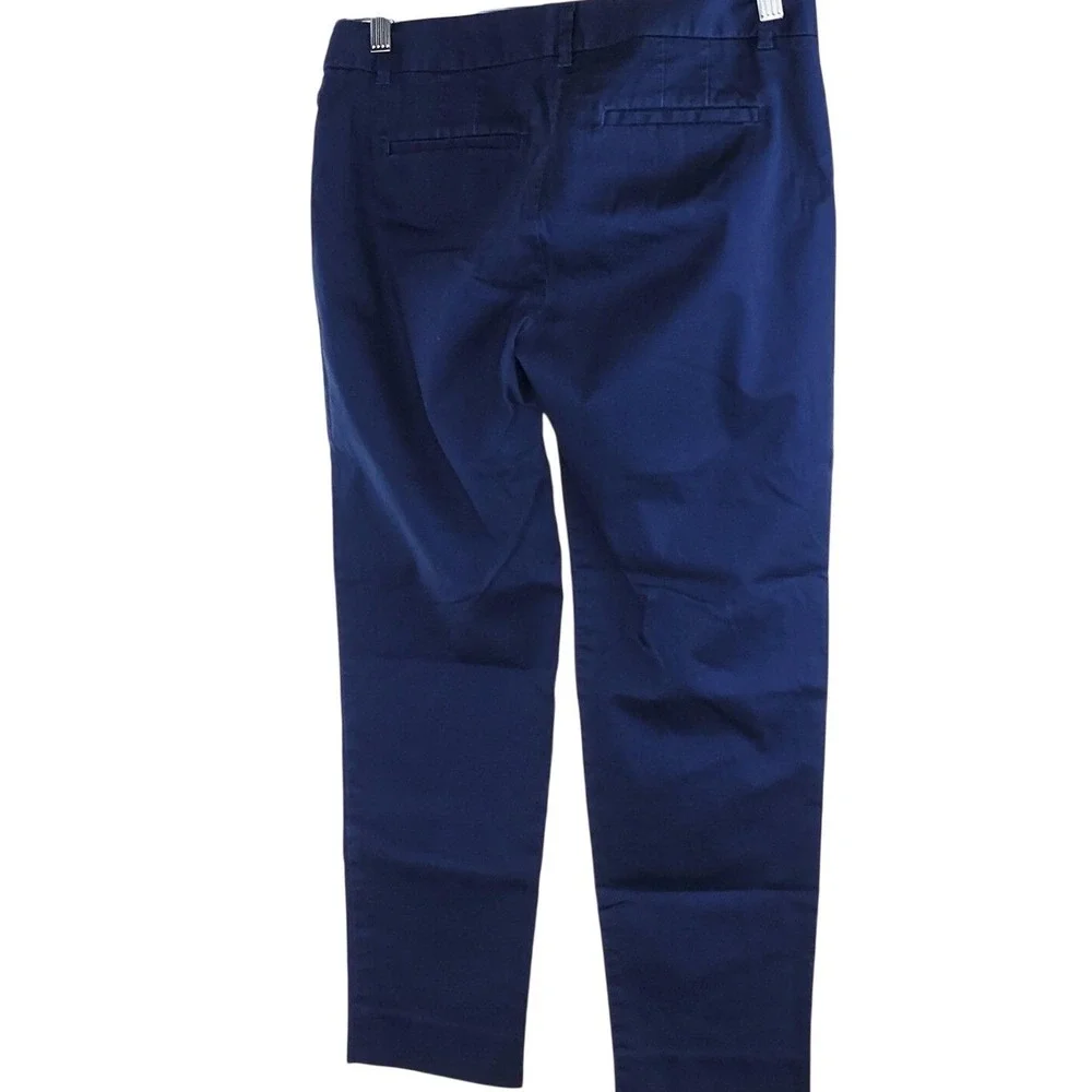 J. Crew Chino Pants Navy Blue Stretch Straight Leg Crop‎ Women's Size 4 Casual